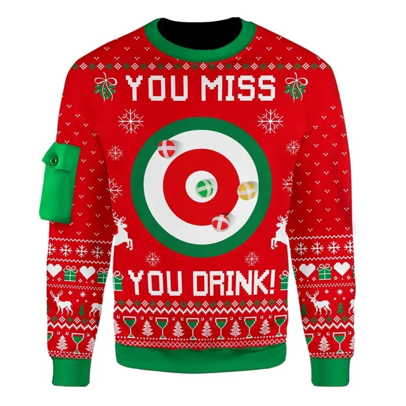 Santa Hockey 3D Print Christmas Sweatshirt 1