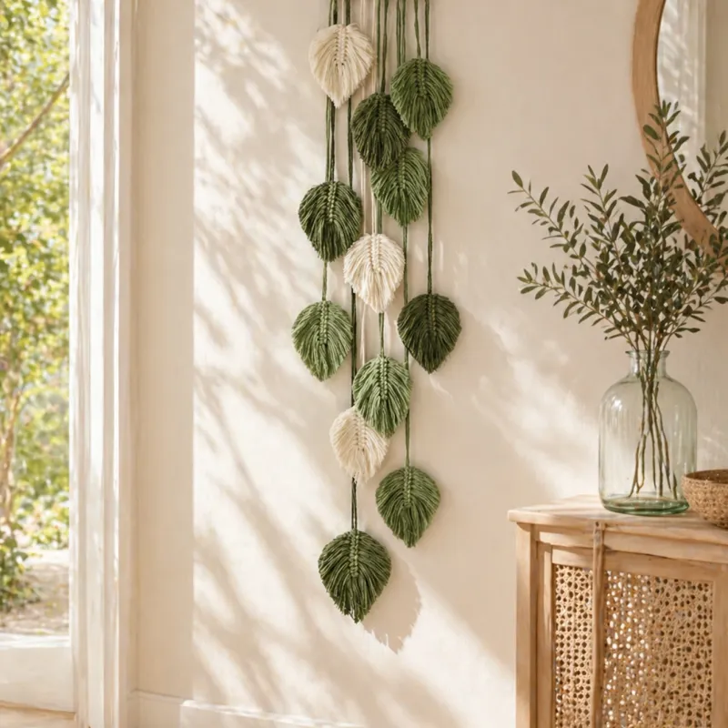 Macrame Leaf Wall Hanging Boho Tapestry 4
