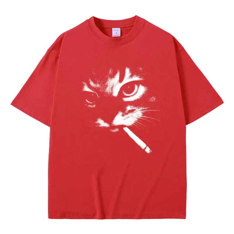 Smoking Cat Meme Vintage T-Shirt 6