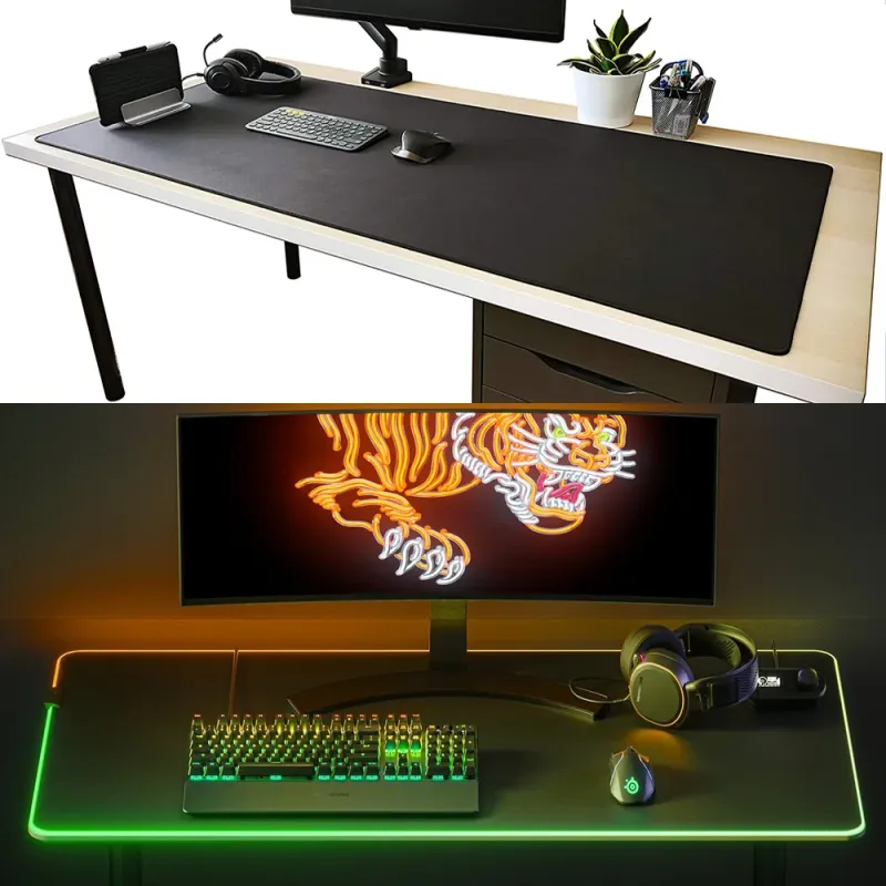 White XXL RGB Gaming Desk Mat 6