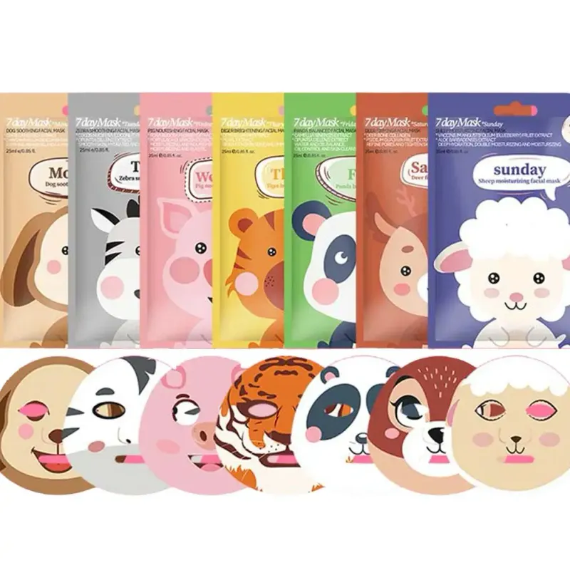 Cartoon Animal Facial Mask Set - 7pcs 6