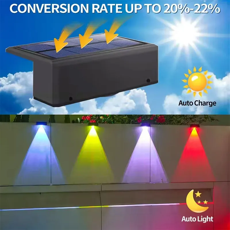RGB Solar Fence Lights Outdoor 2