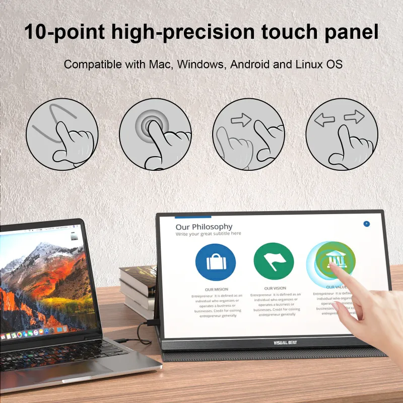 VISUALBEAT 15.6'' Portable Touch Screen Monitor 2