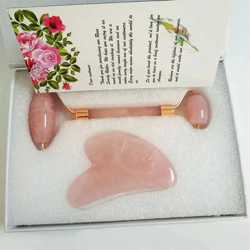Rose Quartz Gua Sha Facial Set 2