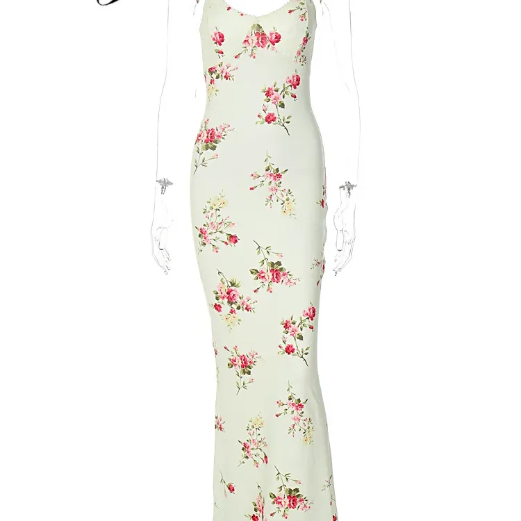 Y2K Floral Bodycon Maxi Dress 6