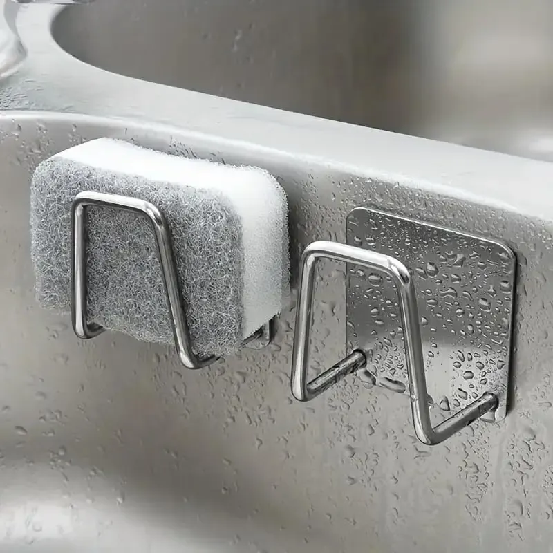 Adhesive Stainless Steel Sponge Holder Set 8