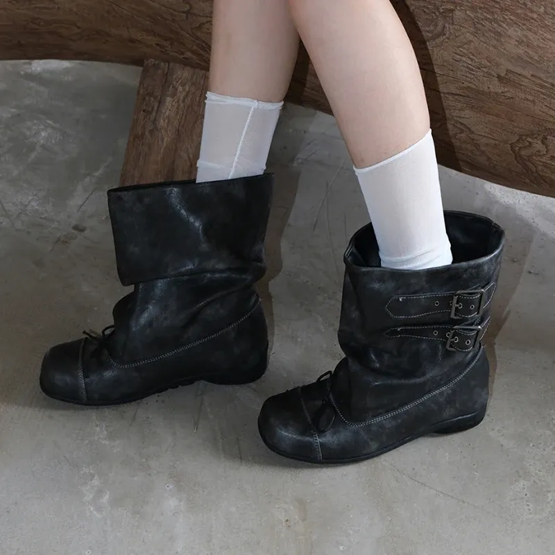 Punk Buckle Chelsea Ankle Boots for Women 3