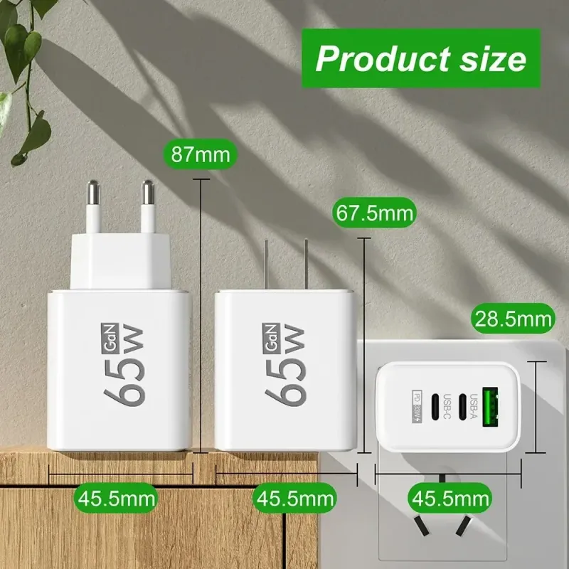 65W GaN 3-Port USB-C Charger 3