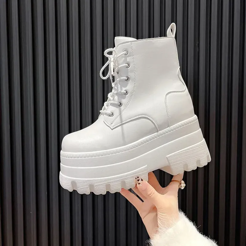 Women's Front Lace Military Platform Boots 3