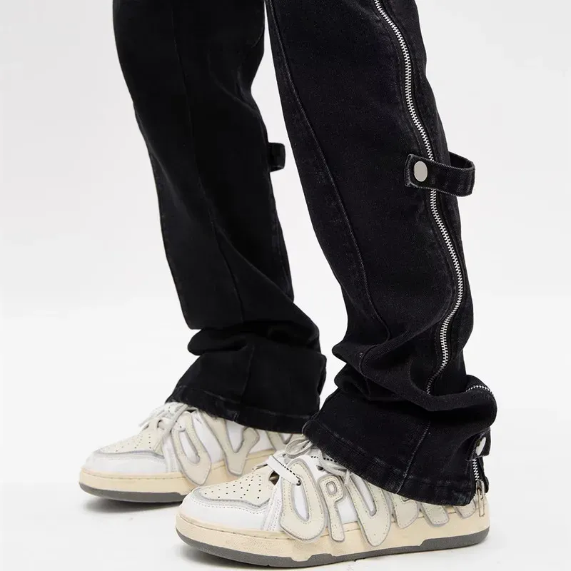 Black Y2K Cargo Jeans with Side Zipper 6