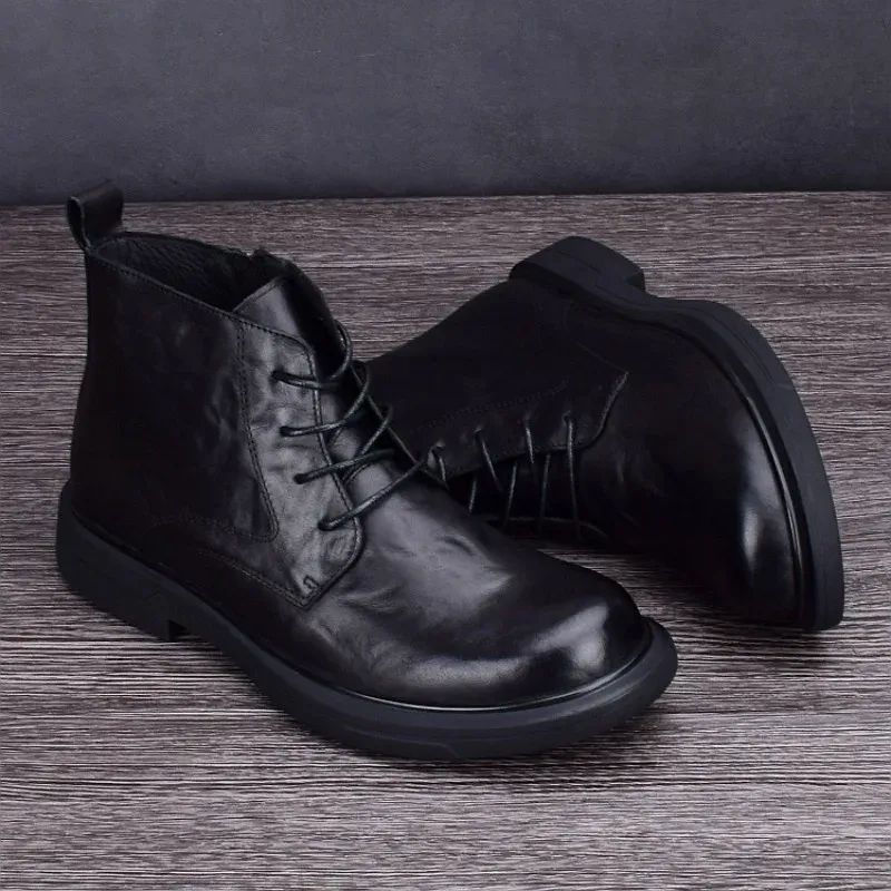 Men's Leather High Top Ankle Boots 6