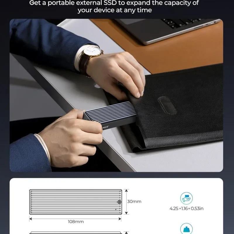 ORICO M.2 SSD Enclosure - USB-C 10Gbps 6