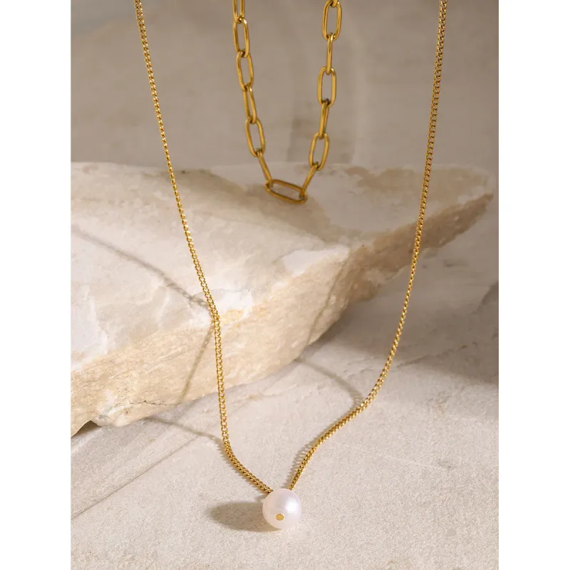 Gold Plated Pearl Pendant Necklace 3