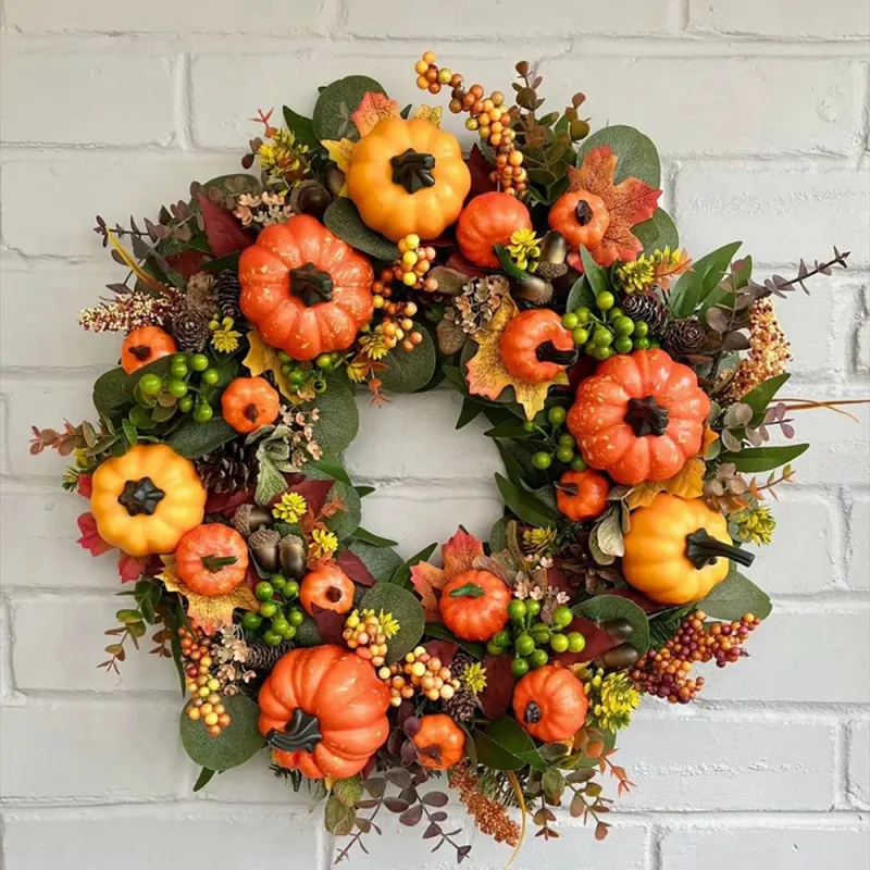 Fall Maple Pumpkin Wreath 45cm 5