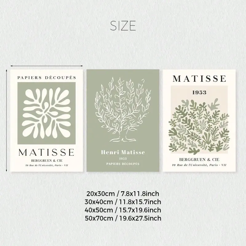 Sage Green Matisse Wall Art Set 3
