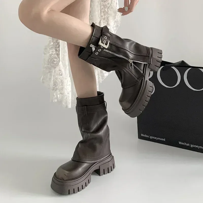 Women's Platform Knee-High Biker Boots 3