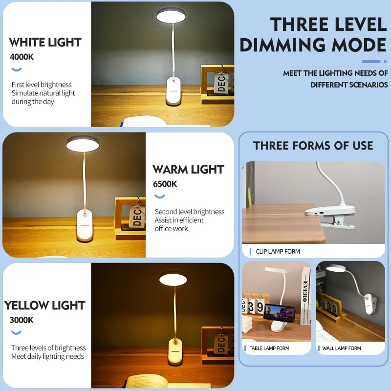 USB LED Clip On Desk Lamp with Gooseneck 5