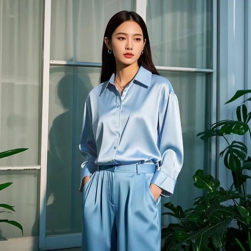 Korean Satin Slim Fit Blouse 3
