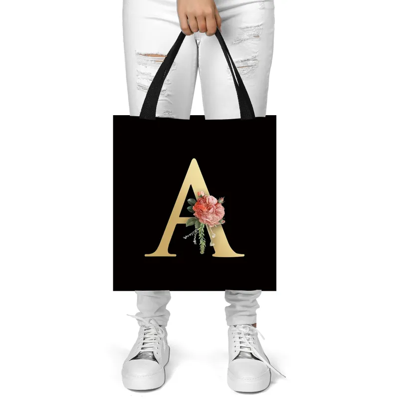 Personalized Canvas Tote Bag with Letter Printing 4