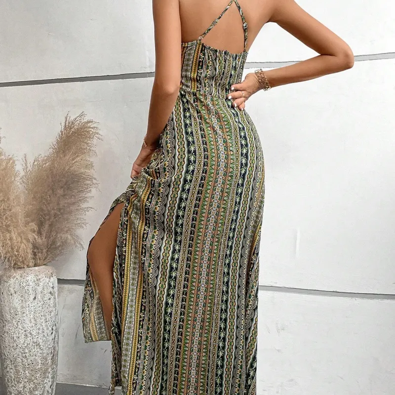 Women's Boho Ethnic Split Thigh Maxi Dress 3