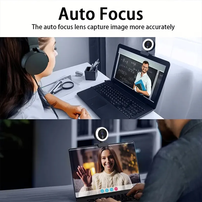 4K Webcam with Fill Light & Microphone 3