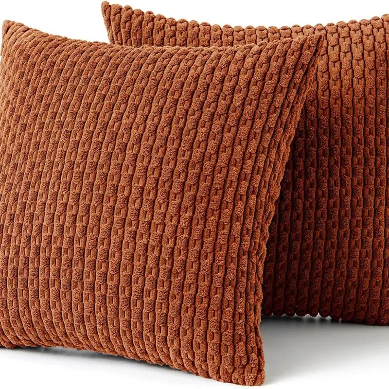 Fall Boho Striped Corduroy Throw Pillow Covers 6