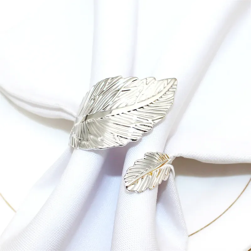 Matte Gold Fall Leaf Napkin Rings Set of 8 3