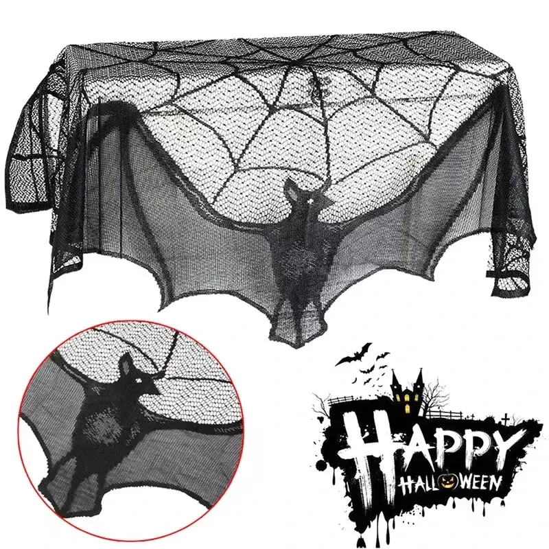 Halloween Lace Bat Spider Tablecloth 1