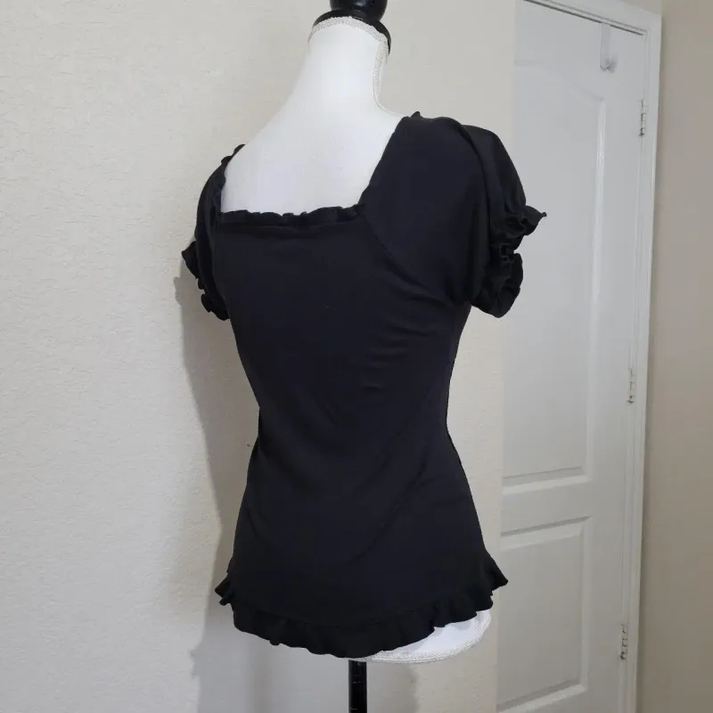 Vintage Black Bow Blouse - Y2K Style 5