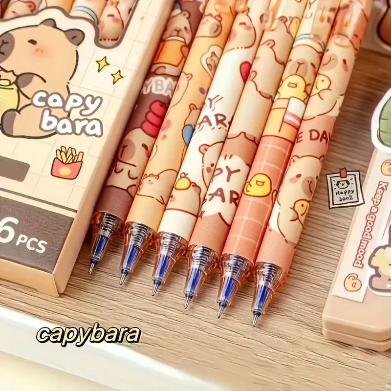 Capybara Kawaii Gel Pen Set - 6Pcs 2