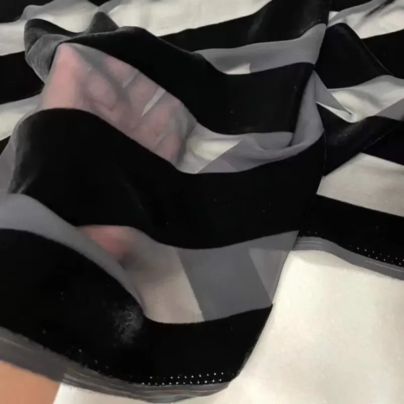 Striped Burnout Velvet Fabric 1