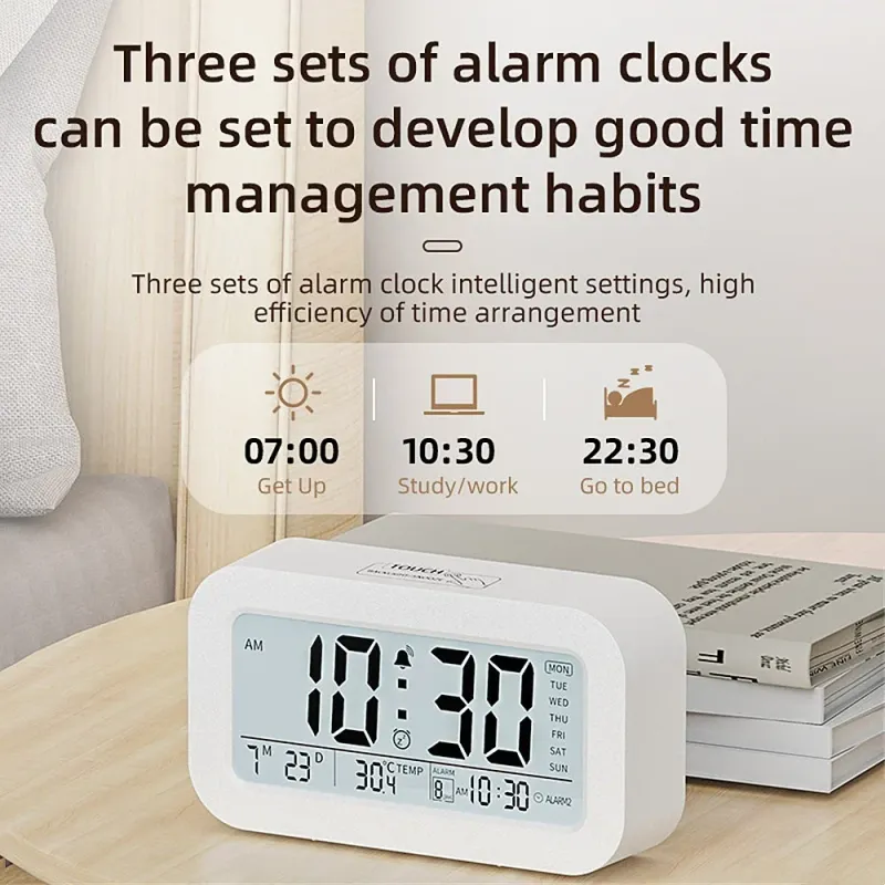 LCD Digital Alarm Clock with Temp 3