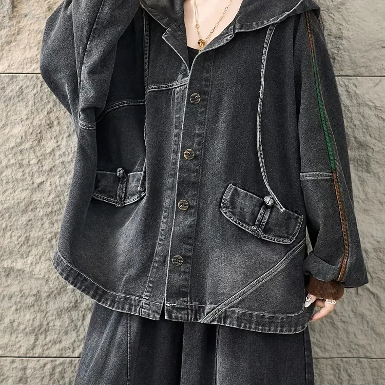 Women's Oversized Hooded Denim Jacket 5