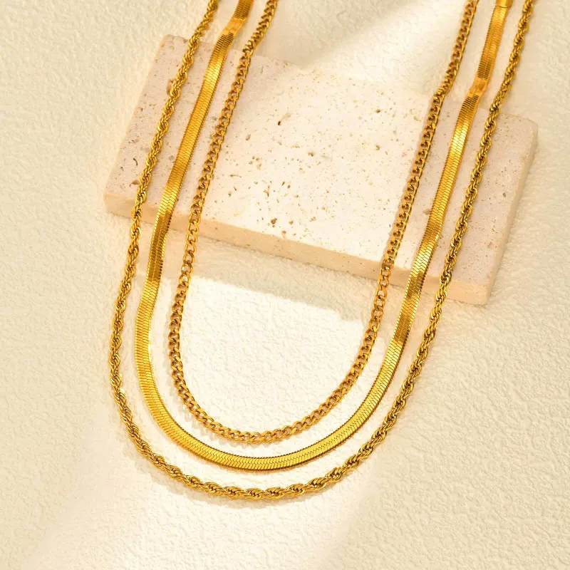 Gold Plated Layered Necklace Set 3