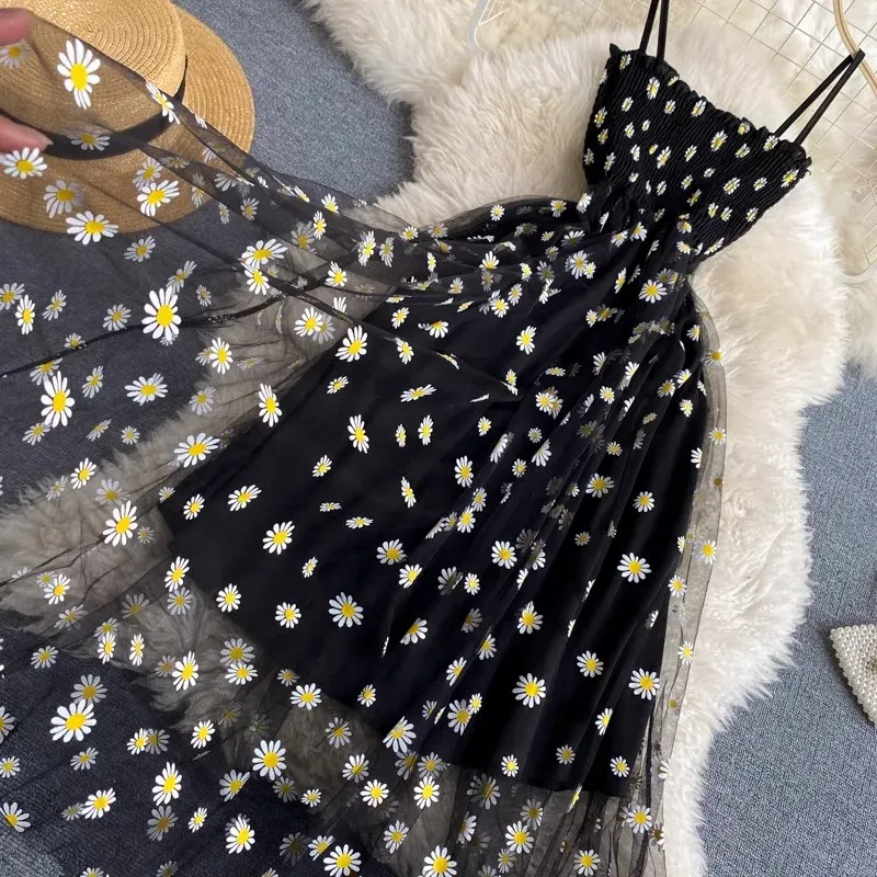 Korean Floral Mesh Party Dress 6