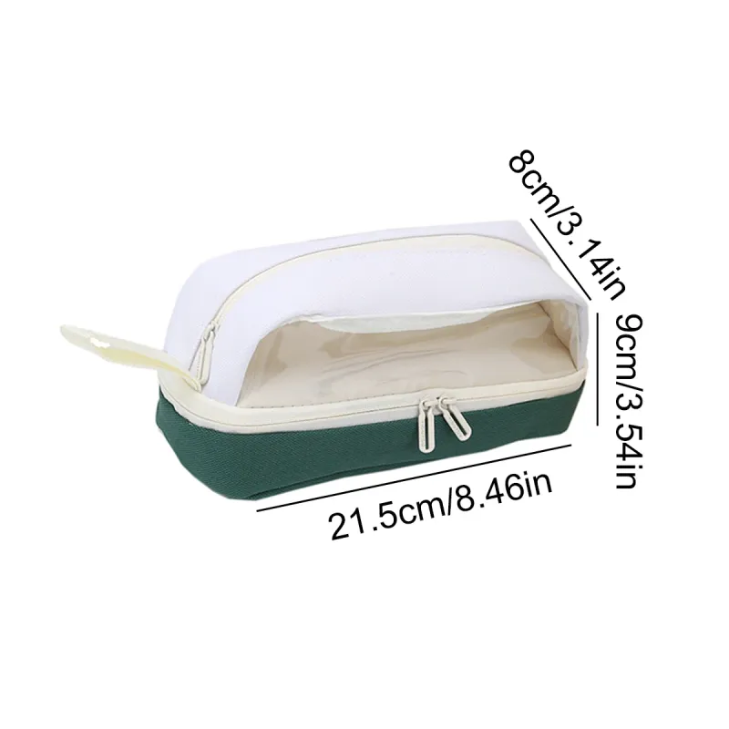 Large Capacity Cute ship Double Zipper Pencil Case Color Block Stationery Organizer Pencil Pouch Student Back To School Supplies 2