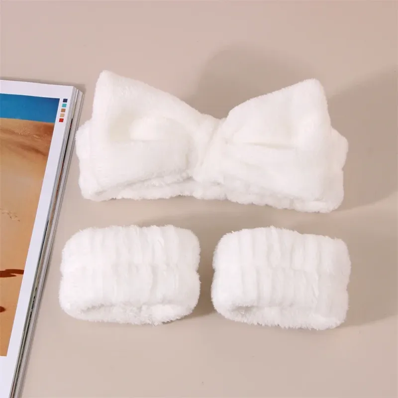 3Pcs Spa Headband & Wristband Set 5
