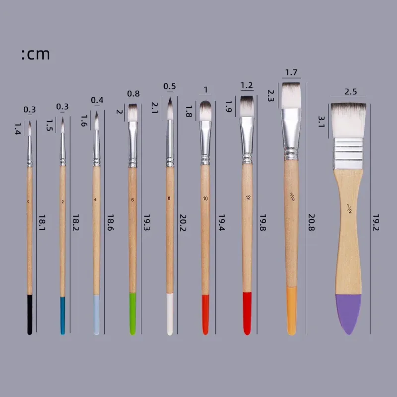 9-Pc Nylon Hair Brush Art Set 2