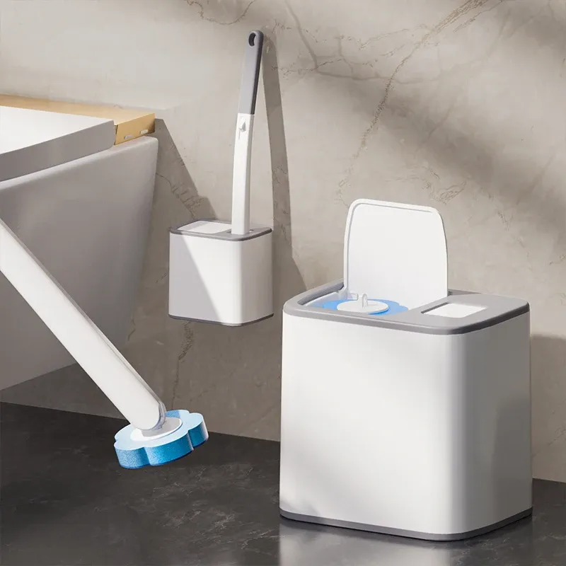 Disposable Toilet Brush Replaceable Wall-Mounted Long Handle Cleaning Tool 5
