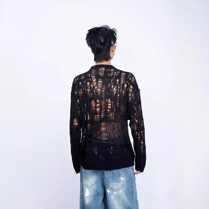 Vintage Ripped Mesh Knit Sweater 2