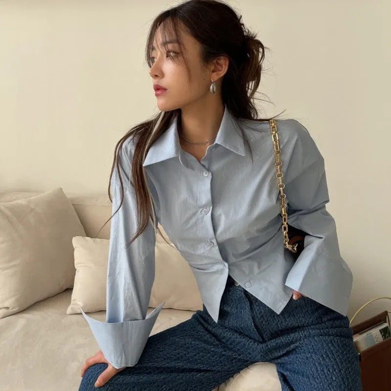 Korean Bandage Shirt Women Backless Chic Blouse 3
