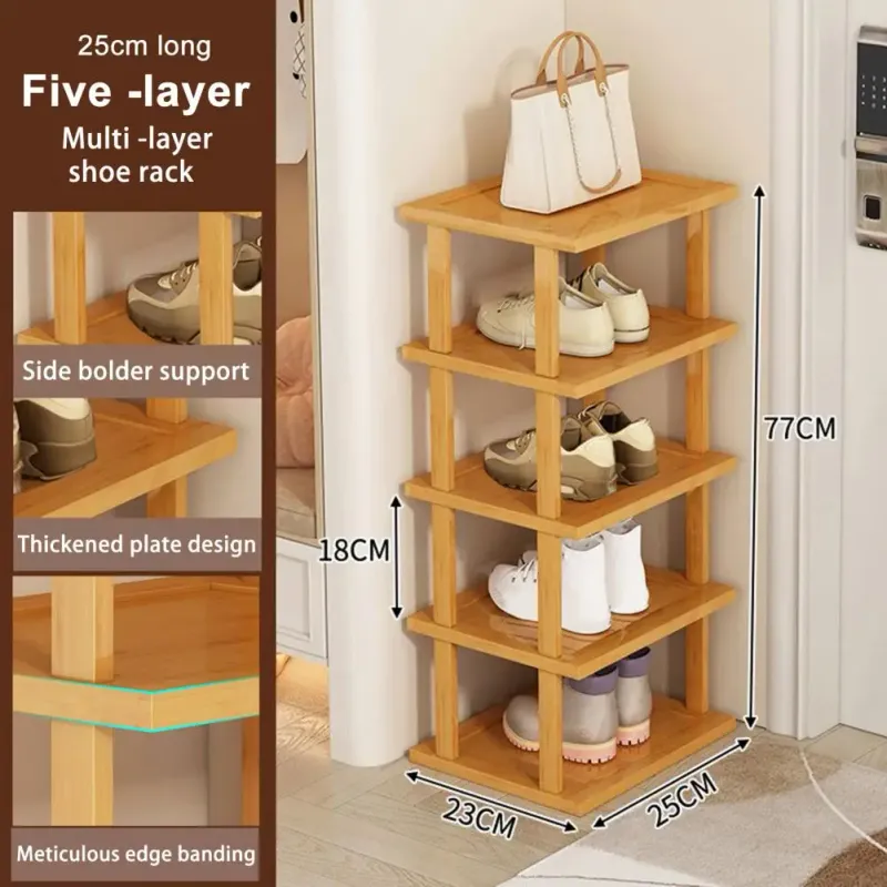 5 Tier Vertical Wood Shoe Rack 2