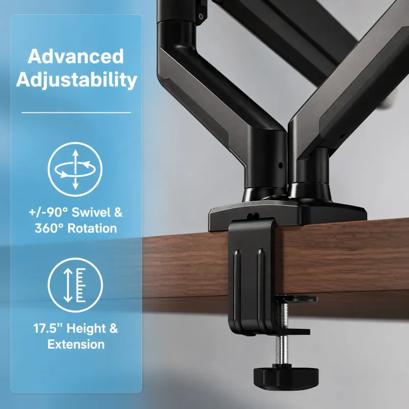 Dual Monitor Stand Up to 33" Adjustable Steel VESA Mount 3