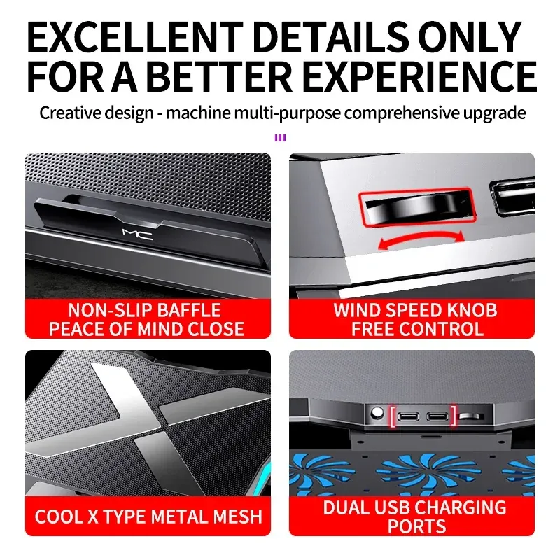 Q3 Gaming Laptop Cooler with 6 Fans 5