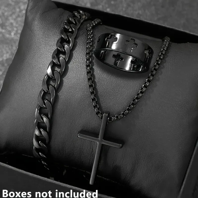 3-Piece Cross Jewelry Gift Set for Men & Women 1