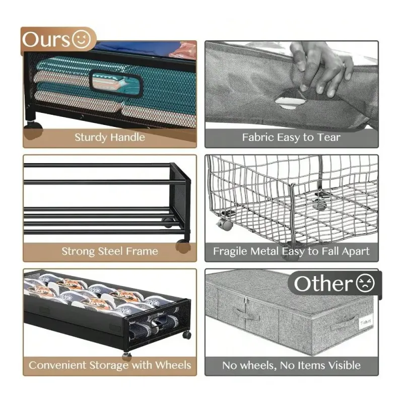 2-Pack Rolling Under Bed Storage Bins 2