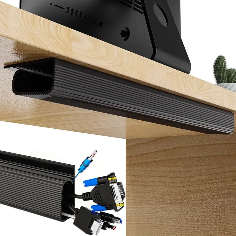 White Under Desk Cable Management Tray 1