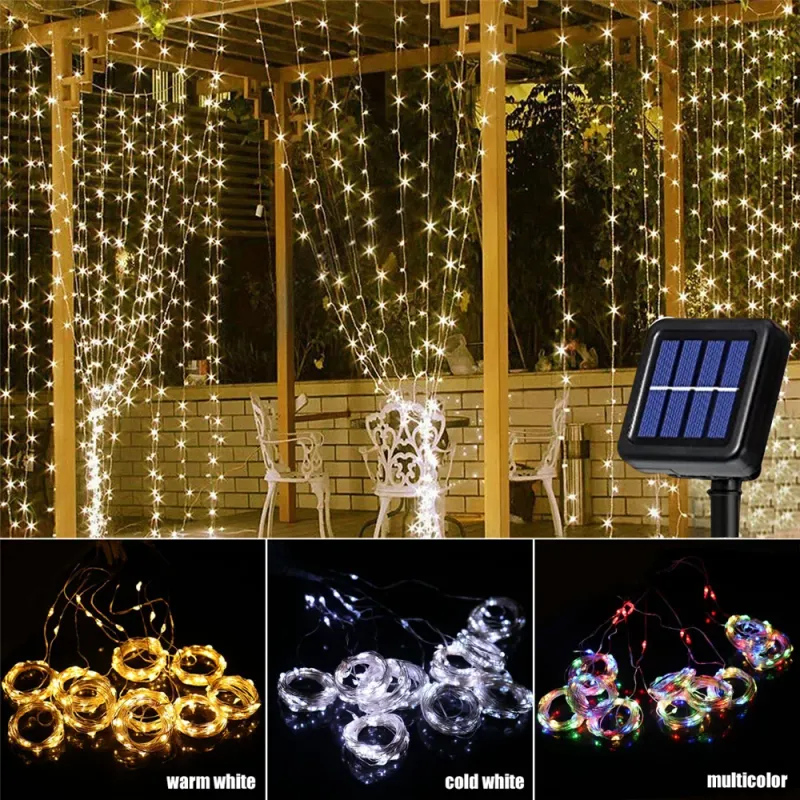 Solar Curtain LED String Lights 300 LEDs 4