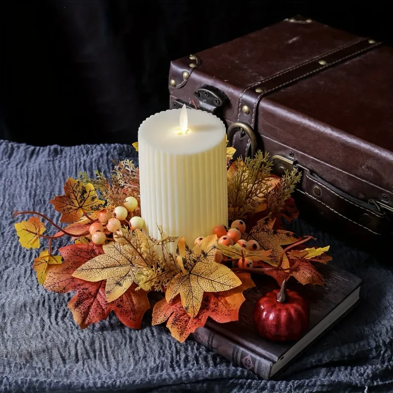Autumn Maple Leaf Candle Holder Wreath 4