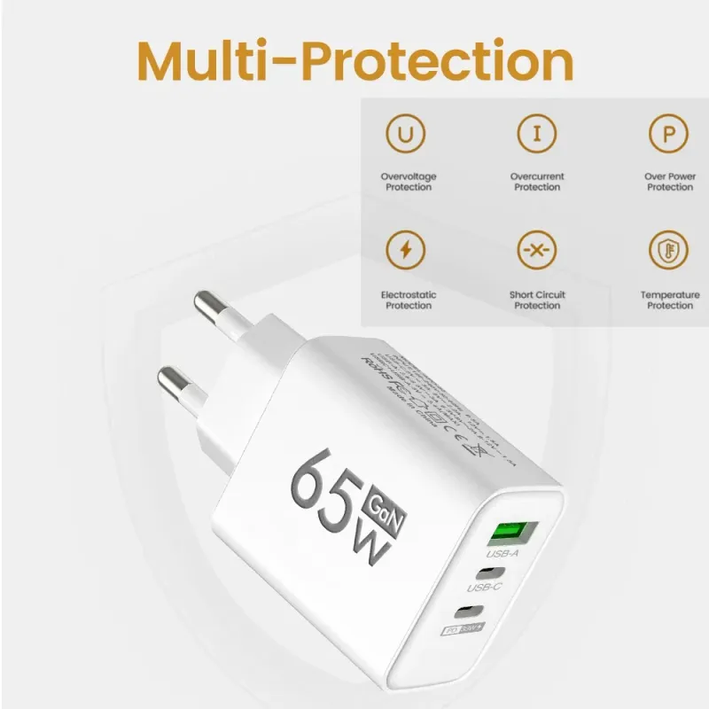 65W GaN 3-Port USB-C Charger 4